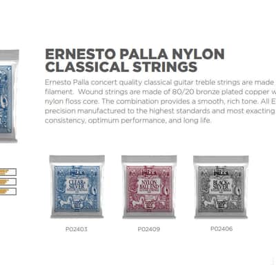 Ernesto Palla Nylon Clear & Silver Classic-Gtr String Set Gauges 1st .028, 2nd .032, 3rd .040, 4th .030, 5th .036, 6th .042 - Medium Tension Ag-Plated Cu-Wire Wrap on Multifilament Core Monoflmnt-Plains image 3