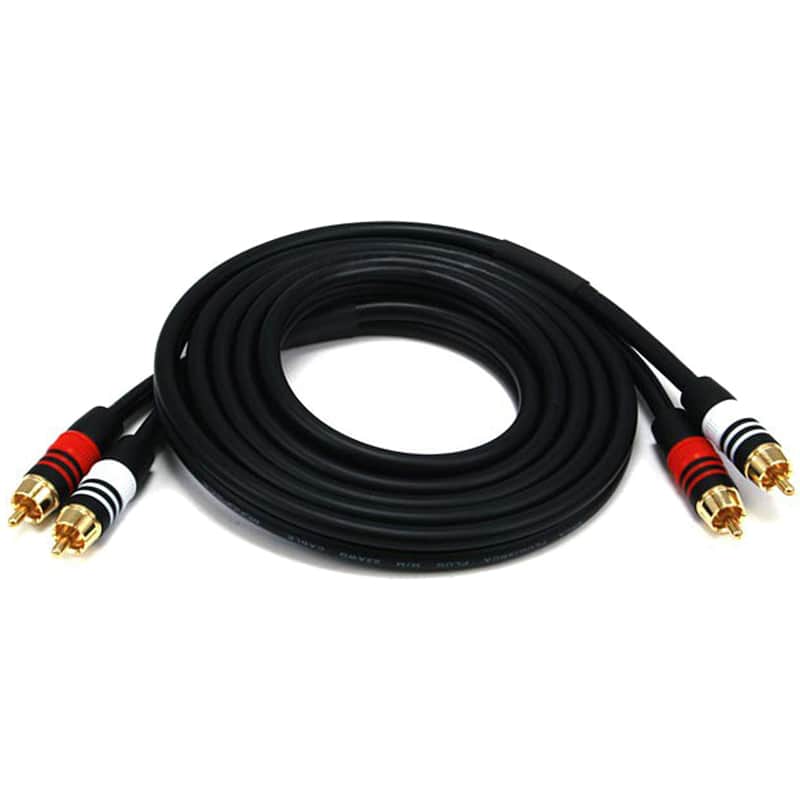 Monoprice 6ft Premium 2 RCA Plug/2 RCA Plug M/M 22AWG Cable - Black image 1