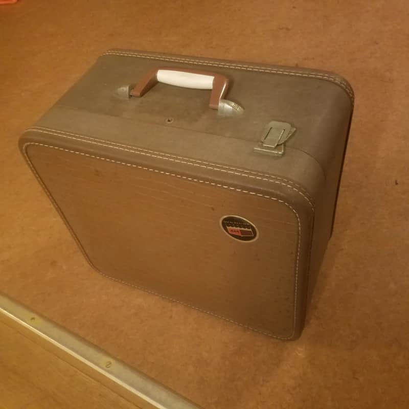 Webcor Empty Case, handle 1960 Imitation Snakeskin Brown Cream image 1