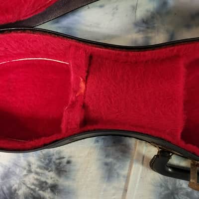 Vintage RARE 1969 Harmony Batwing Mandolin Case Black Red Plush Interior image 11