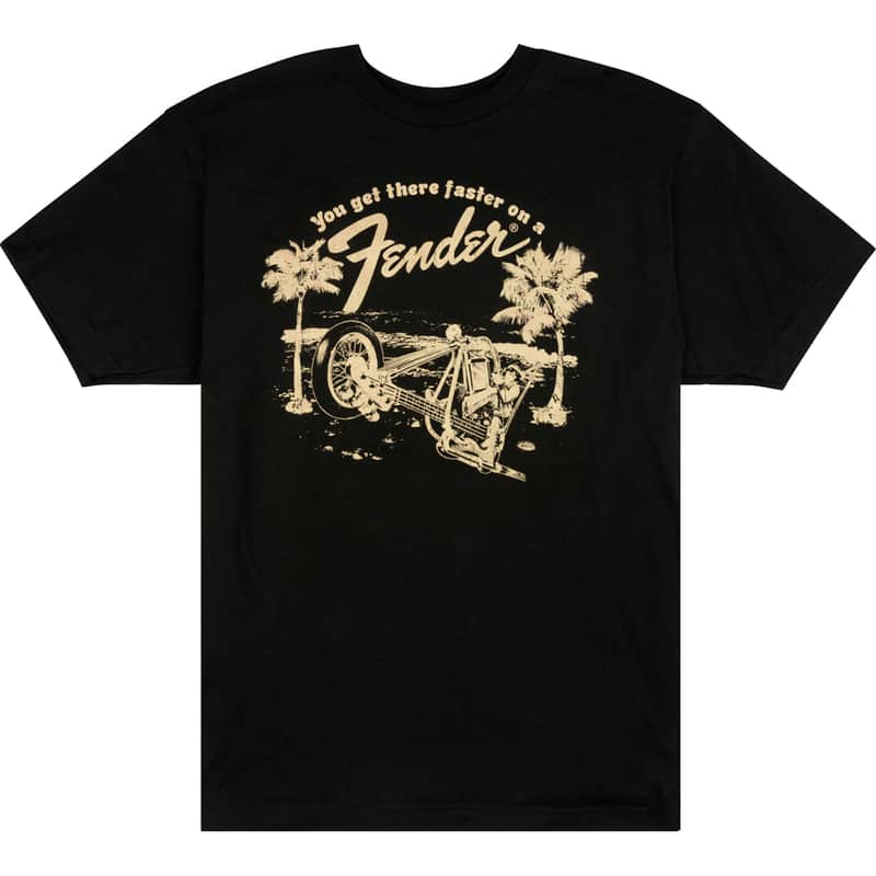 Fender "You'll Get There Faster On a Fender" Vintage Ad T-Shirt - Medium image 1