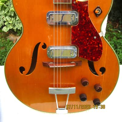 Harmony H-71 Meteor Guitar, 1960's, Blond, Dearmond Pu's, Waverly Tuners image 4
