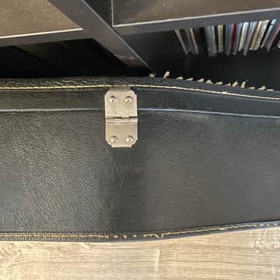 Vintage Acoustic Guitar Case 1960’s-1970’s Black w Orange Gold Interior image 14