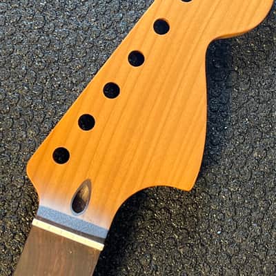 Guitar Neck Roasted Maple, 24 Inch Scale (short scale) Rosewood Fretboard image 1