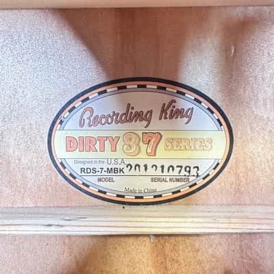 Recording King RDS-7-MBK Dirty 30's Series 7 Dreadnought Acoustic Guitar w/ Hard Case image 6
