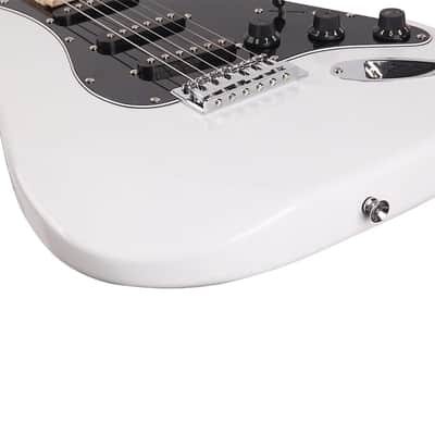 Ukscs ST Stylish Electric Guitar with Black Pickguard White image 22