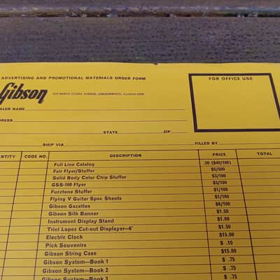 Vintage Mid-1960's Gibson Advertising & Promotional Materials Dealer Order Form! Extremely Rare, Super Cool! image 2