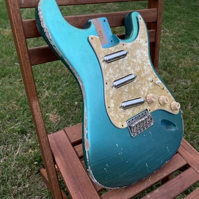 MJT Stratocaster body fits Fender 2015 *Metallic* Lake placid blue relic. Amazing finish checking! image 2