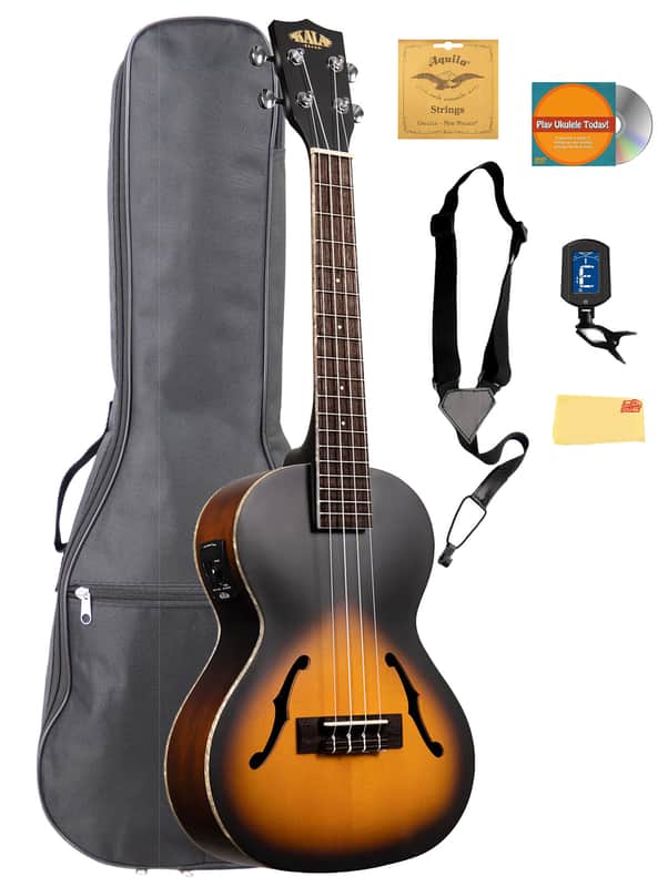 Kala KA-JTE-2TS Archtop Tobacco Burst Tenor Ukulele w/ Gig Bag image 1