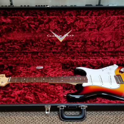 used 2018 Fender Custom Shop Ron Thorn Masterbuilt 1966 Stratocaster NOS with Brazilian Rosewood Fingerboard in Three Tone Sunburst, Excellent Condition with OHSC & Case Candy! image 3