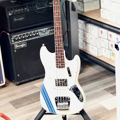 Fender Pawn Shop Mustang Bass 2013 - 2014 - Olympic White with Racing Stripe image 3