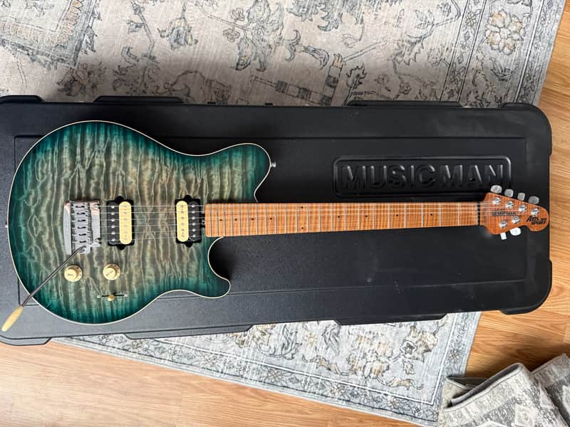 Ernie Ball Music Man Axis Supersport 2021 - Yucatan Blue Quilt image 1