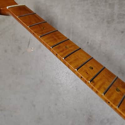 Flame Roasted Maple Tele Neck fits fender Telecaster body 21 frets 50s Gloss image 2