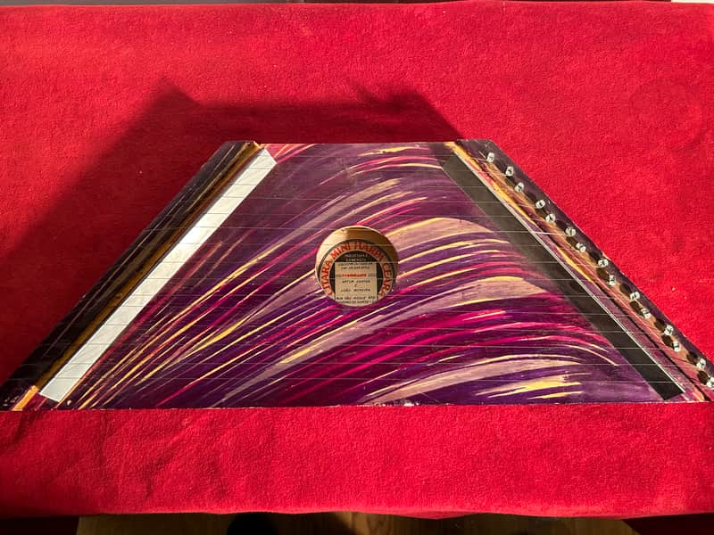 Artur Dantas & João Moreira Citara Mini Harpa | Vintage 15-String Lap Harp 1970s - Striped Maroon - With Sheet Music image 1