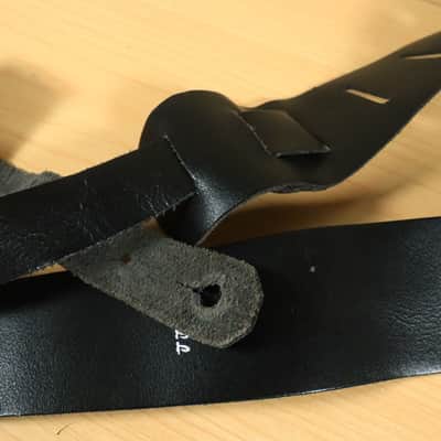 Vintage 80's Bull Guitar Strap Black 2.5 inch Leather image 5
