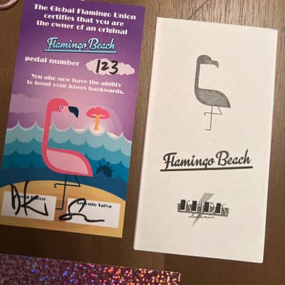 KHDK Electronics Flamingo Beach Mystery Pedal 2021 Limited Edition Overdrive 2021 - Hot pink with glitter silk screened enclosure image 3