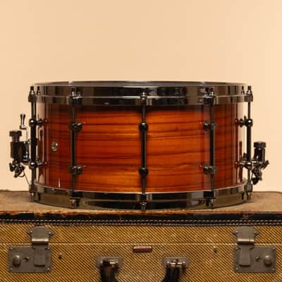 Used Tama "S.L.P." Maple Snare Drum in Gloss Tangerine Zebrawood - 7x14 image 4