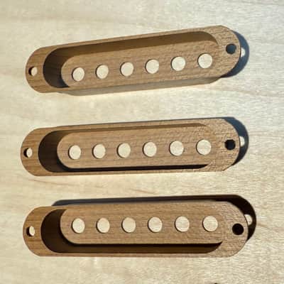 Strat single coil wood pickup cover set image 6