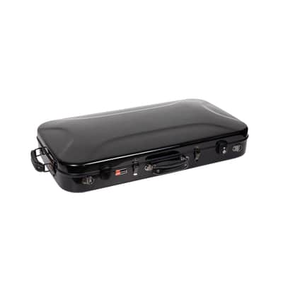 Crossrock Fiberglass Mandolin Violin Double Case-Fits A/F Style Mandolin and 4/4 Violin - Padded Straps, Interior Compartments, Fixed & Removable Padding-Includes TSA Lock-Black image 3