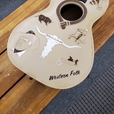 Emenee Western Guitar  vintage antique toy guitar with 3D graphics image 3