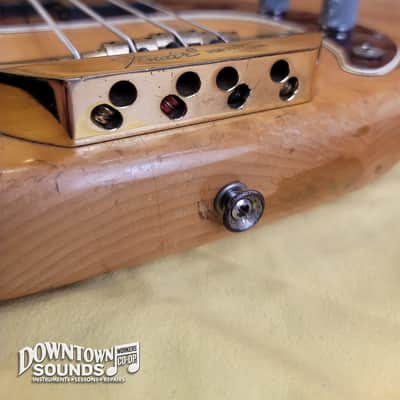 FEATURING THE CLAW 1969 Fender Precision Bass with G&G-Style Hard Case - Stripped Natural, 10.2lbs, Fender "The Claw" Solid Brass Bridge image 9
