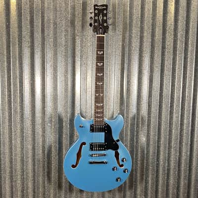 Westcreek Guitars 333 Semi Hollow Body Double Cutaway Blue #0018 Used image 2