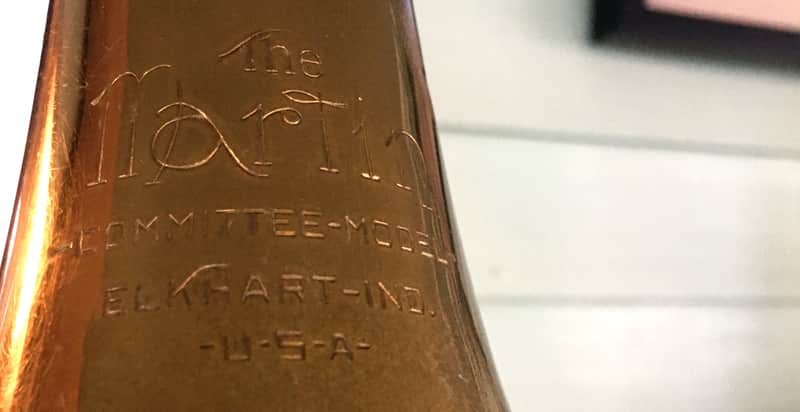 MARTIN "THE MARTIN COMMITTEE" 1948 HANDCRAFT TROMBONE ORG. LAC SERVICED GREAT SLIDE NO WEAR CASE SBK image 1