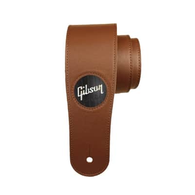 Thalia X Gibson Brown Italian Leather Guitar Strap w/ Ebony Pearl Logo Inlay image 1