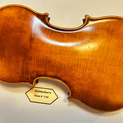 Vintage 4/4 Adult violin labeled Johan Georg Kessler 1925 - original finish with Satin Gloss Varnish image 11