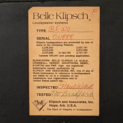 Klipsch Belle Speakers 1975 All Original - For Local Pick Up in Milwaukee, WI image 14