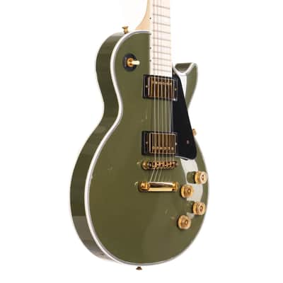 Gibson Custom Shop Les Paul Custom Made 2 Measure Olive Drab Maple Neck Murphy Lab Light Aged image 5