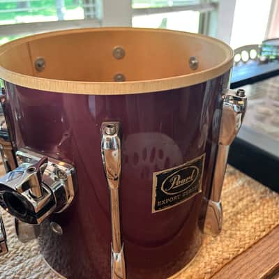Vintage Pearl Export Series 8" and 10" Toms w/ Long Lugs & Purple-ish Wrap 1990's image 13