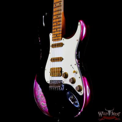 Fender Custom Shop Wild West Black Lightning 2.0 Stratocaster HSS Maple Board 22 Frets Heavy Relic Pink Paisley image 2