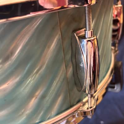 Gretsch Aqua Satin Flame, 4147 5x14' 8 Lug Snare Drum 1960's image 12