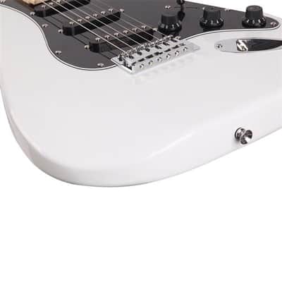 Glarry GST Electric Guitar With Black Pickguard White image 3