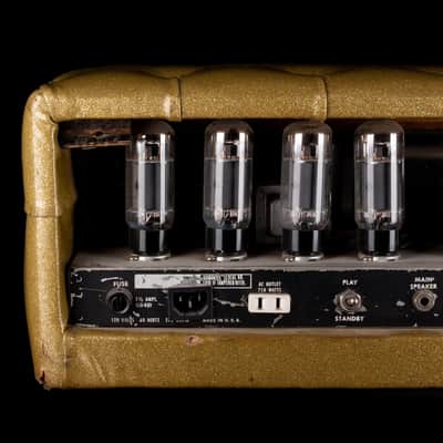 Used Vintage 1960's Plush P1000S Tuck & Roll Gold Tube Guitar Amp Head image 8