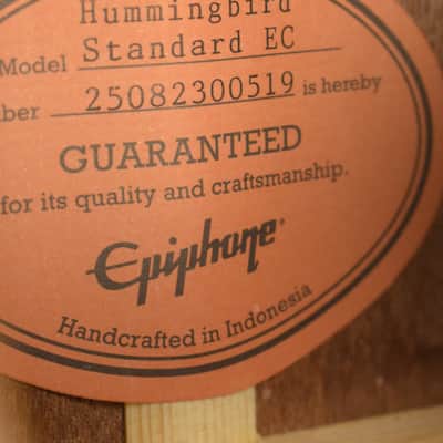 Epiphone Hummingbird Standard EC Electric Cutaway Natural w/ Premium Gig Bag image 10