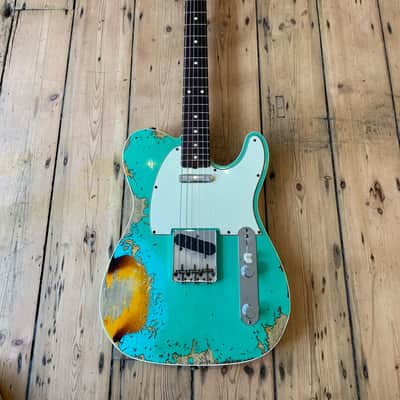 2021 FENDER CS - LTD ED '60 TELECASTER CUSTOM - SEA FOAM GREEN OVER SUNBURST RELIC image 2