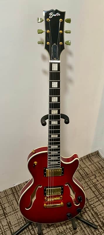Brewton Les Paul Style Semi-Hollow Body Electric Guitar - Red image 1