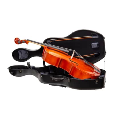 Crossrock Poly Carbon Case with Wheels fits 4/4 Full Size Cello, Includes Outside Music Pouch, 3 Handles, Detachable Straps-Black image 2