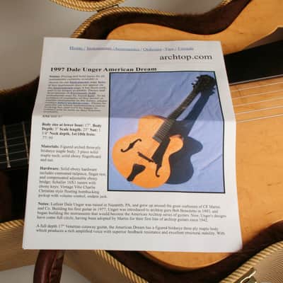 Dale Unger American Archtop American Dream 1997 image 17