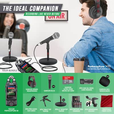 Tascam Portacapture X8 Multitrack Handheld Adaptive Recorder 6-Input / 6-Track, for Interviews, Podcasting, and more, comes with a Deluxe Accessories Bundle image 4