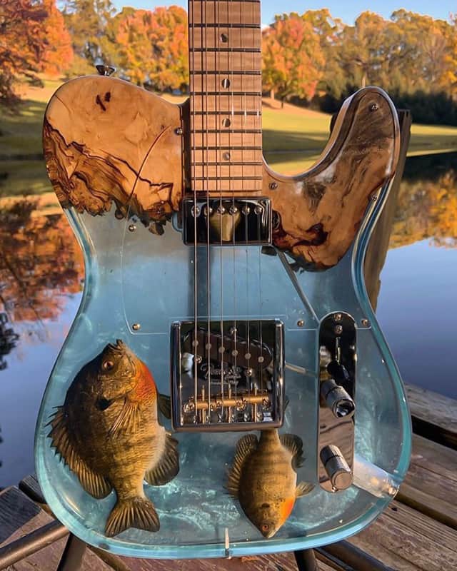 Bluegill Resin Buckeye Burl River Epoxy Telecaster image 1