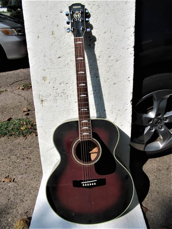 Yamaha FJ-645A Jumbo Guitar, 1980's, Taiwan, Redburst, Plays