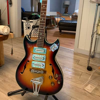 1960s Fujigen Fiama Hollow Body 3 Pickup Sunburst image 2