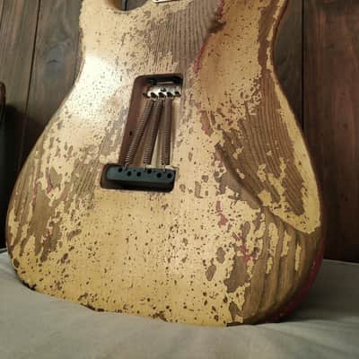 #202603 :: Baldman's Stratocaster set in Dirty Relic Olympic White over Metallic Wine Red : Vintage Aged image 18