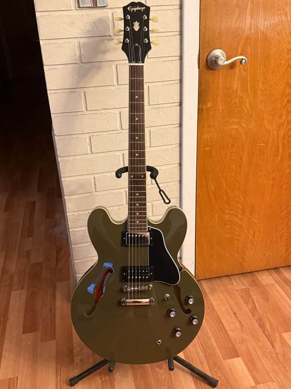 Epiphone ES-335 "Inspired by Gibson" - Olive Drab with hardshell case image 1