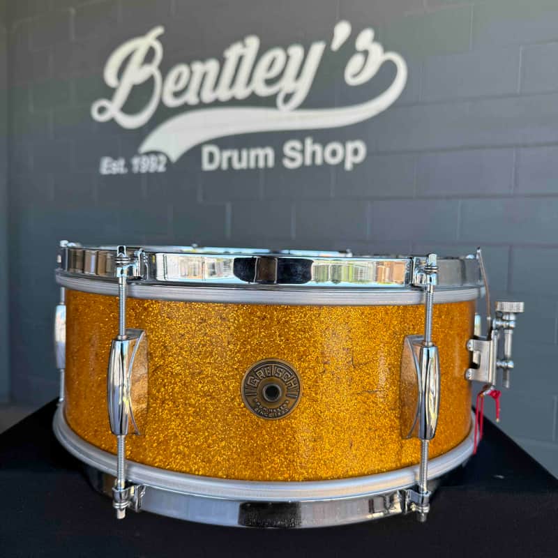 Vintage Gretsch 6-Lug Dixieland 5.5x14 Snare Drum in Gold Sparkle image 1