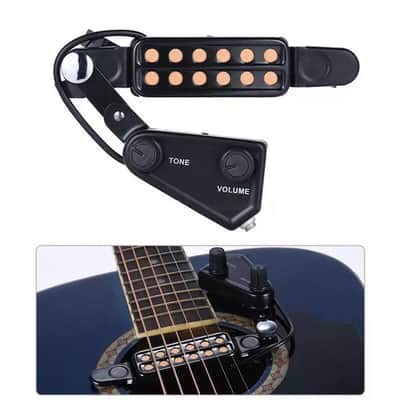12-Hole Acoustic Guitar Soundhole Pickup with Volume & Tone Control – Easy Installation, No Drilling Required image 3