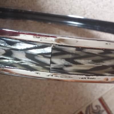 Pearl VINTAGE Japan 20" Chrome Bass DRUM Hoop Black White ONYX AGATE White TIGER RARE !!! 60s 70s image 8
